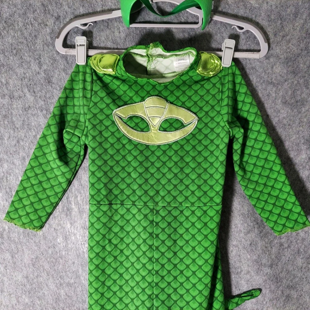PJ Masks Gekko Costume 5 6‎ Jumpsuit Mask Tail Halloween Dress Up Embroidered